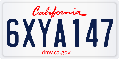 CA license plate 6XYA147