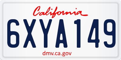 CA license plate 6XYA149
