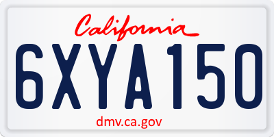 CA license plate 6XYA150