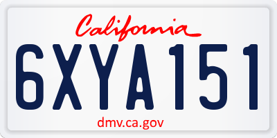 CA license plate 6XYA151