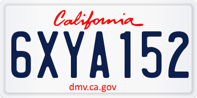CA license plate 6XYA152