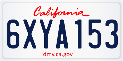 CA license plate 6XYA153