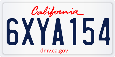 CA license plate 6XYA154