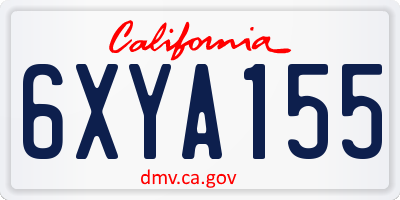 CA license plate 6XYA155