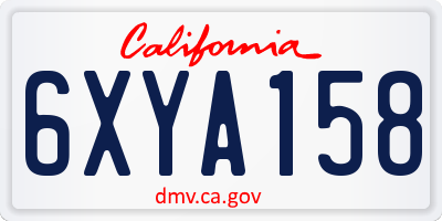 CA license plate 6XYA158