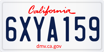 CA license plate 6XYA159