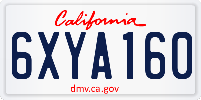 CA license plate 6XYA160