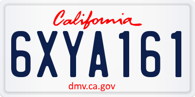 CA license plate 6XYA161