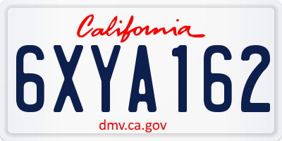 CA license plate 6XYA162