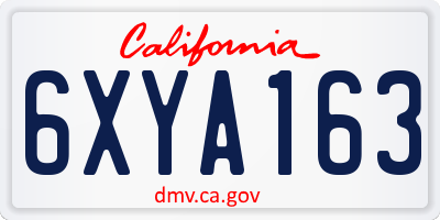 CA license plate 6XYA163