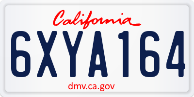 CA license plate 6XYA164