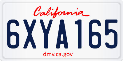 CA license plate 6XYA165