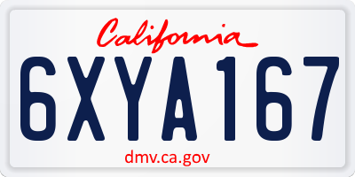 CA license plate 6XYA167