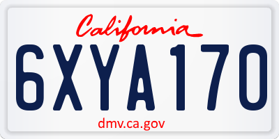 CA license plate 6XYA170