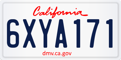 CA license plate 6XYA171