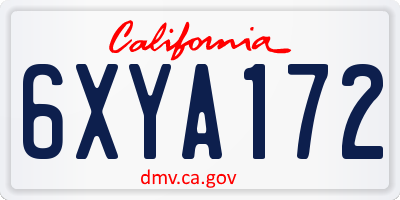 CA license plate 6XYA172
