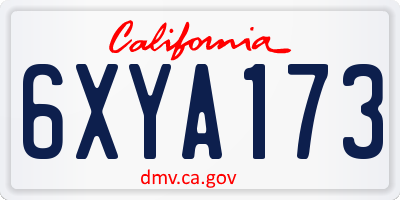 CA license plate 6XYA173