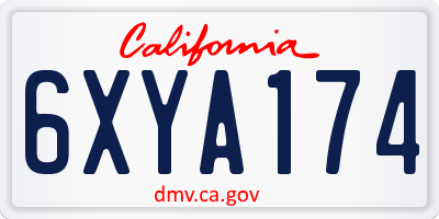 CA license plate 6XYA174