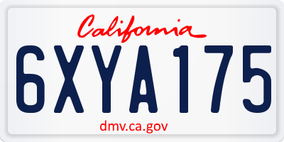 CA license plate 6XYA175