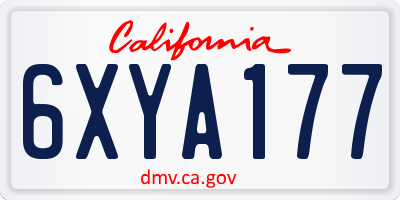 CA license plate 6XYA177
