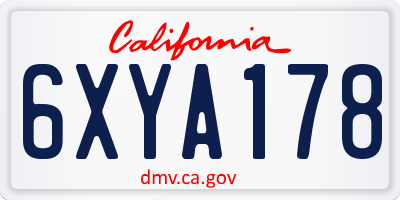 CA license plate 6XYA178