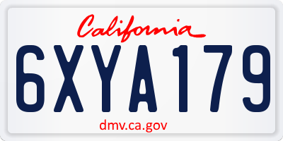 CA license plate 6XYA179