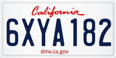 CA license plate 6XYA182