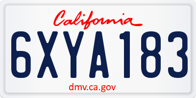 CA license plate 6XYA183