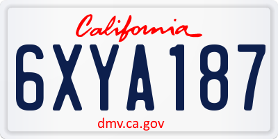CA license plate 6XYA187