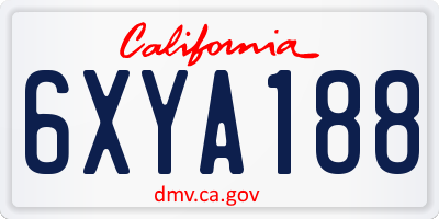 CA license plate 6XYA188