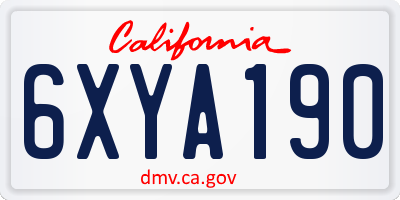 CA license plate 6XYA190