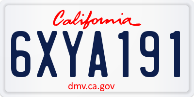 CA license plate 6XYA191