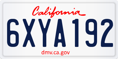 CA license plate 6XYA192