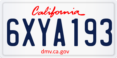 CA license plate 6XYA193