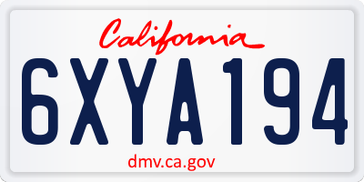 CA license plate 6XYA194