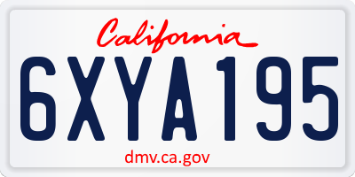 CA license plate 6XYA195