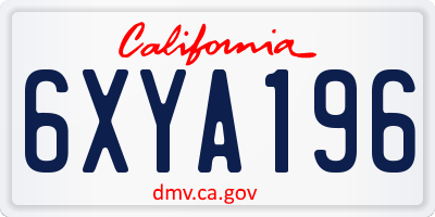 CA license plate 6XYA196