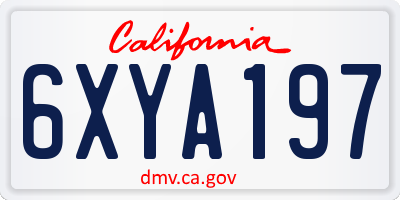 CA license plate 6XYA197