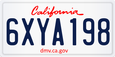 CA license plate 6XYA198