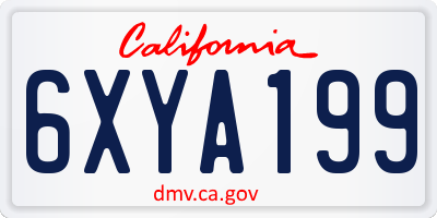 CA license plate 6XYA199