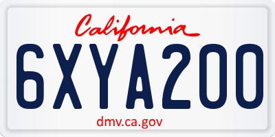 CA license plate 6XYA200