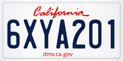 CA license plate 6XYA201