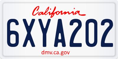 CA license plate 6XYA202