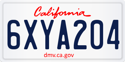 CA license plate 6XYA204