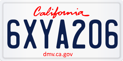 CA license plate 6XYA206