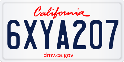 CA license plate 6XYA207