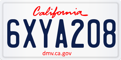 CA license plate 6XYA208