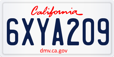 CA license plate 6XYA209