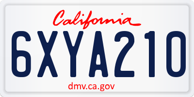 CA license plate 6XYA210
