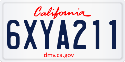 CA license plate 6XYA211